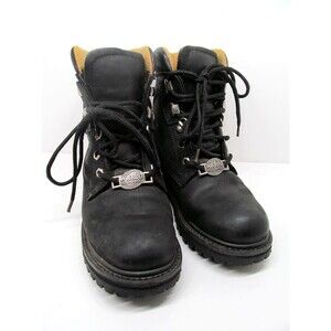 Wicked Road Warrior Womens Black Leather Biker Boots Size US 7 EUR 38